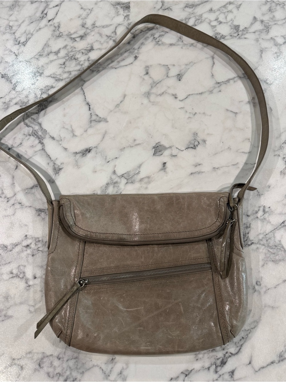 Hobo Gray Distressed Crossbody Purse